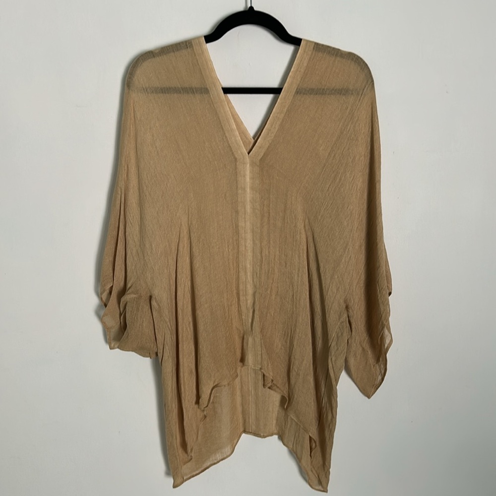 Love Quotes One Size Tunic, Blouse, Cover-Up;  Linen Blend "Safari, Tan, Sand" - Picture 5 of 11
